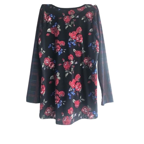 LULA ROE Black and Red Rose Plaid  Long Sleeves Stretchy Fabric Long Size: 2XL - Picture 3 of 7